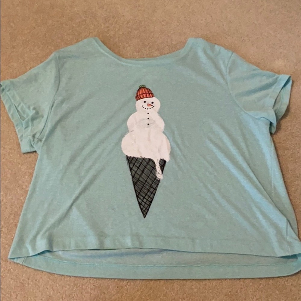 Ice Cream Snowman Crop Top